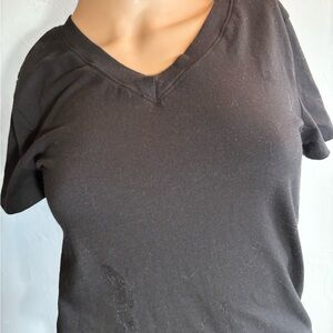 Zenana V-Neck Black Cotton T-Shirt Size Medium